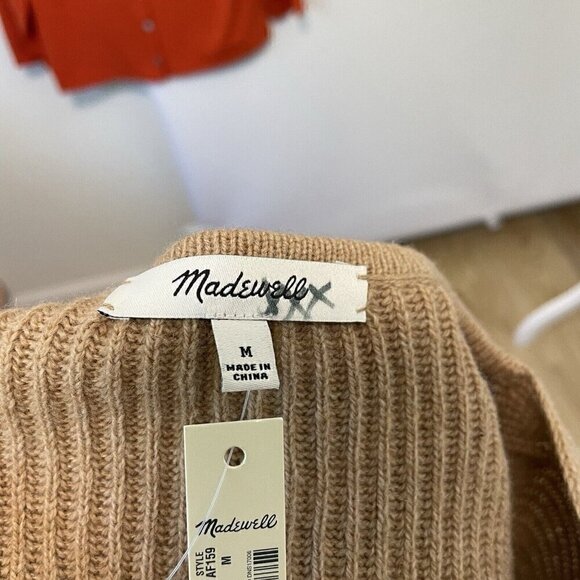 NWT Madewell Wool Blend Relaxed V-Neck Sweater Dress Camel Brown size Medium - Picture 7 of 9